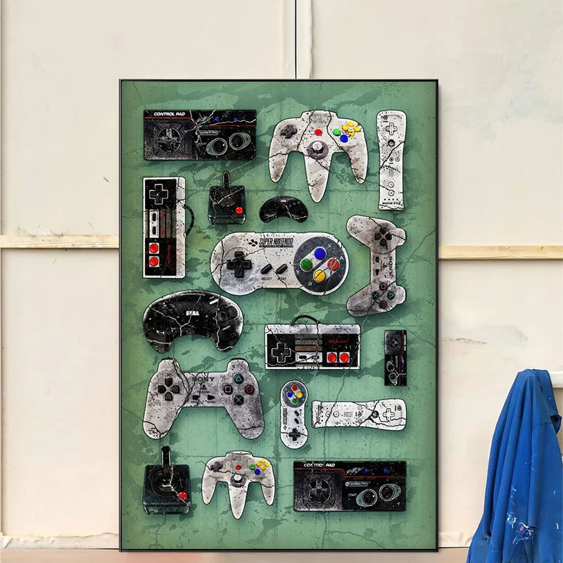 Moderne Gamepad Handheld Spielkonsole Controller Poster Leinwand Malerei Wand Bild Für Gamer Spiel Zimmer Hause Dekoration