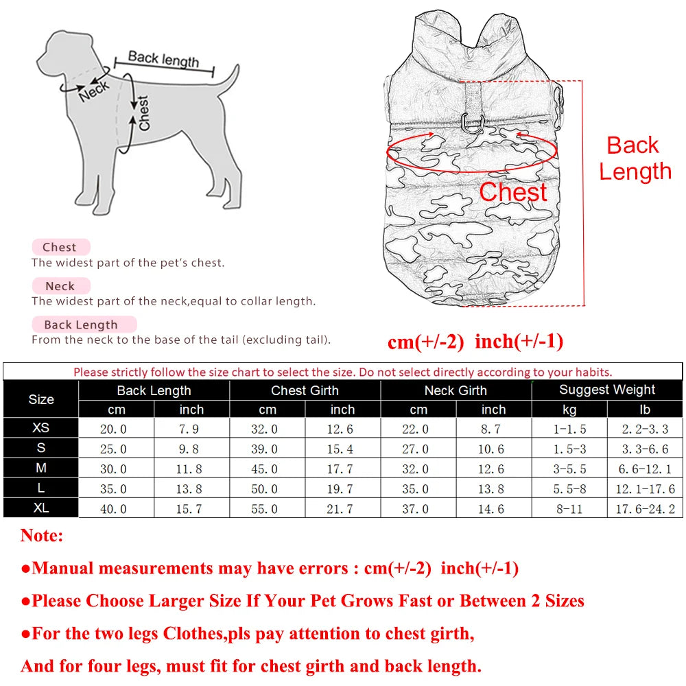 Winter Dog Clothes Warm Pet Jacket For Small Dogs Cat Windproof Camouflage Puppy Coat Apparel French Bulldog Chihuahua Costume
