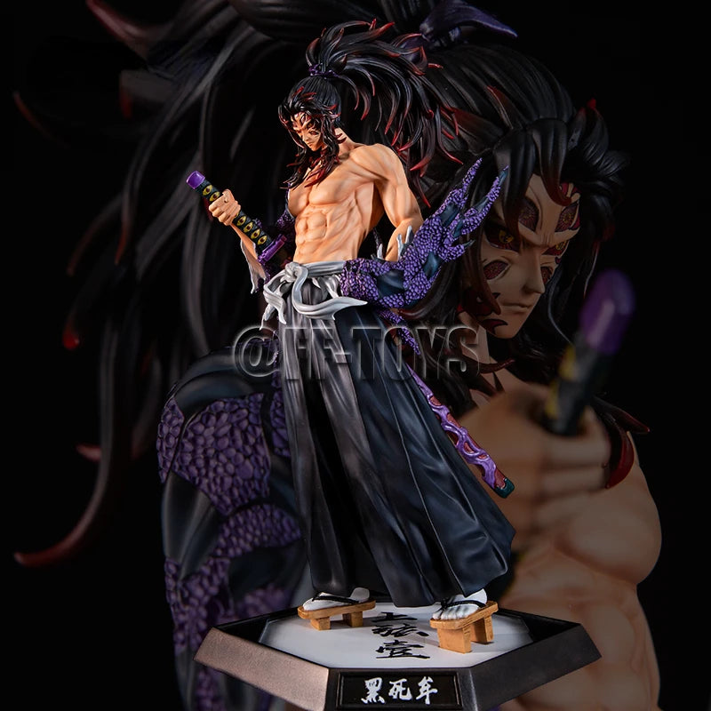 32CM Anime Demon Slayer Kimetsu No Yaiba Figur Kokushibo PVC Actionfiguren GK Statue Modell Puppenspielzeug für Kinder Geschenke