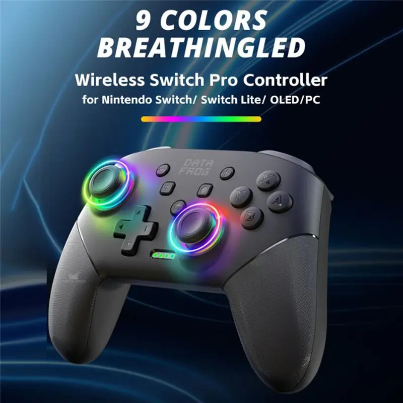 DATA FROG RGB LED Lighting Wireless Game Controller For Switch 2 For Switch Lite/OLED 6-Axis+ Vibration+ Turbo Controller