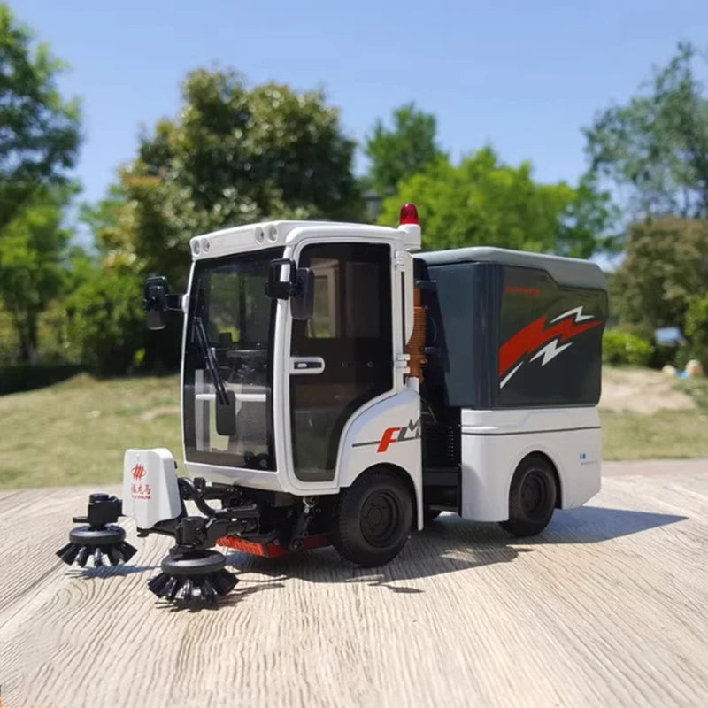 Druckguss-Modellauto FLMSD18 im Maßstab 1:18, Knickgelenk-Straßenkehrmaschine, Legierung, Sanitärfahrzeug, Modellsammlung, Souvenir-Display, klassisches Geschenk für Jungen