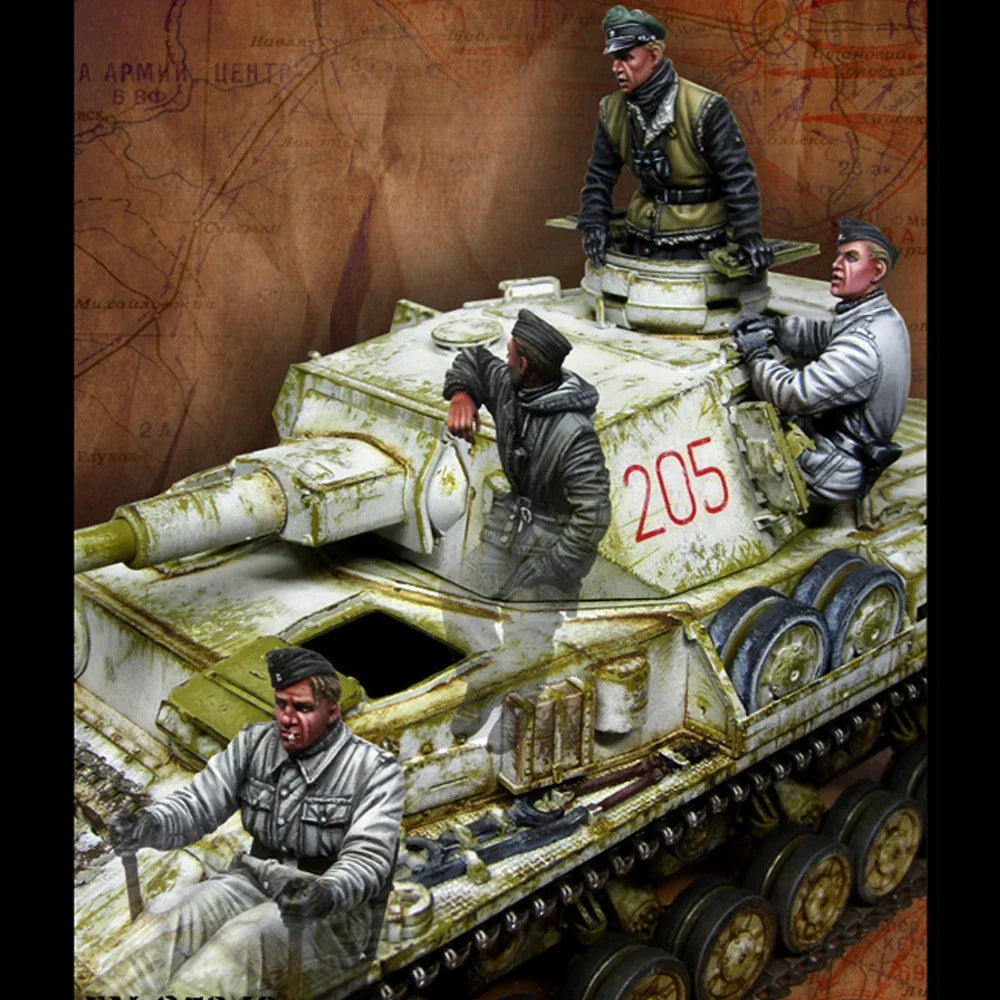 1/35 WWII tank crew Set, 4 people, Resin Model figure soldier, WW2 Military themes, Unassembled and unpainted kit