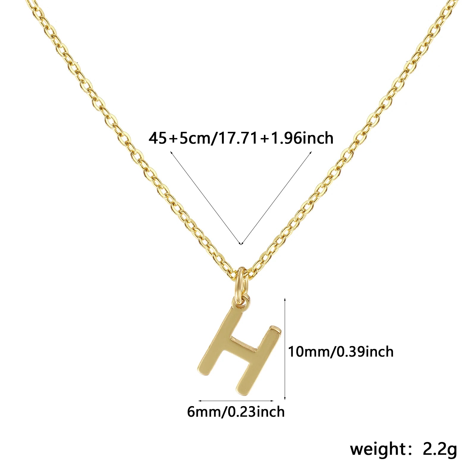Brass " A-Z " Minimalist Capital Pendant Necklace 18K Real Gold Plated Alphabet Initial Letter Name Jewelry For Women Gift