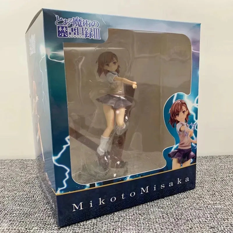 26cm Toaru Majutsu no Index Mikoto Misaka Anime Girl Figure A Certain Magical Index III Action Figure Adult Model Doll Toys Gift
