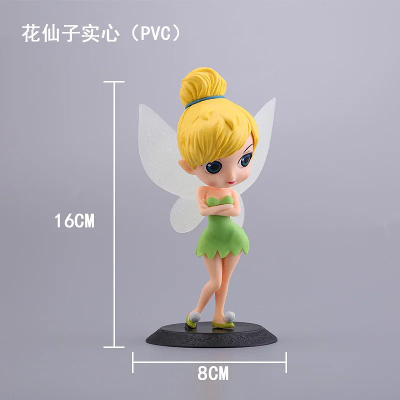 Disney Kawaii Q Posket Princess Tinker Bell Figure GK Model Toys Cake Decor Fashion Doll Gifts Home Ornament Birthday Gift