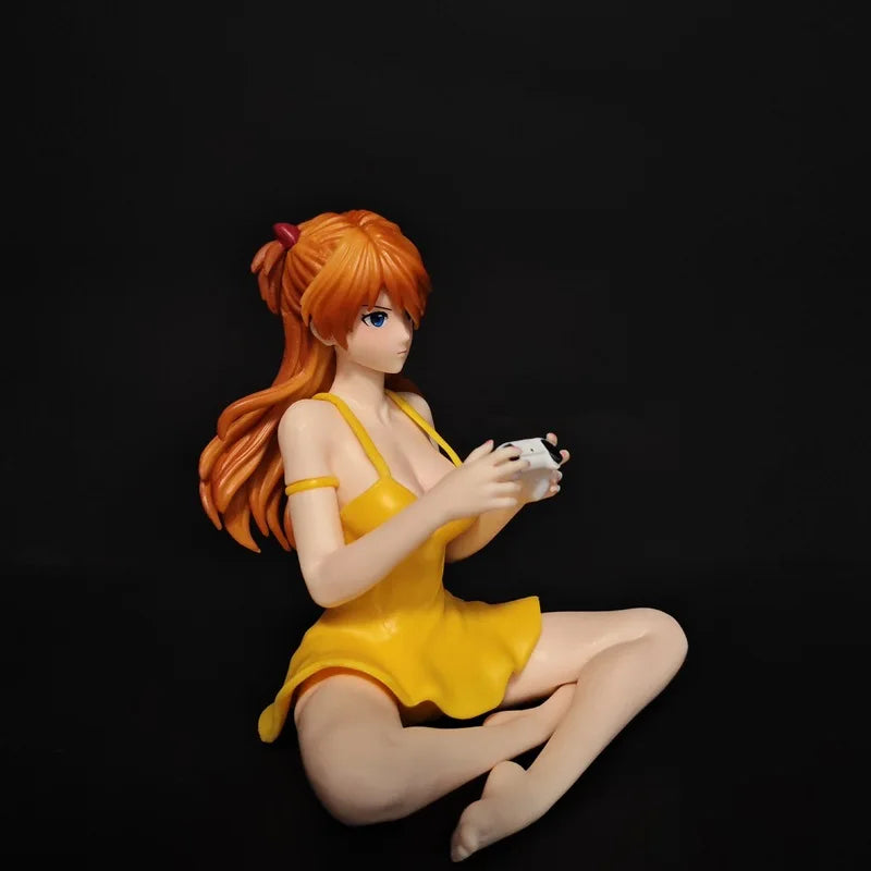 Anime Figure Asuka Langley Soryu Sitting Pose Pretty Girl Pvc Model Desktop Ornament For Adult Anime Collection Decoration