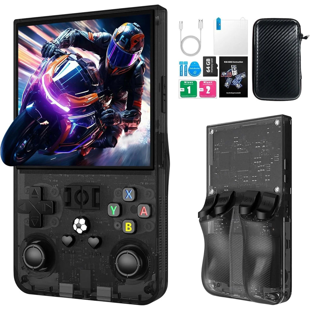 R36 Max Console Handheld Game Players 4 Inch IPS Screen Open Source Console Retro Pocket Video Player 64G/128G 22000+ Games Gift