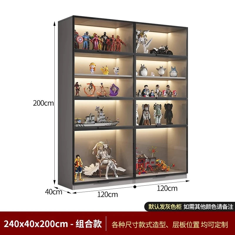 Customized Bookcase Glass Door Dust-proof Bookshelf Figure Lego Model Display Home Living Room Display Wine Cabinet Transparent