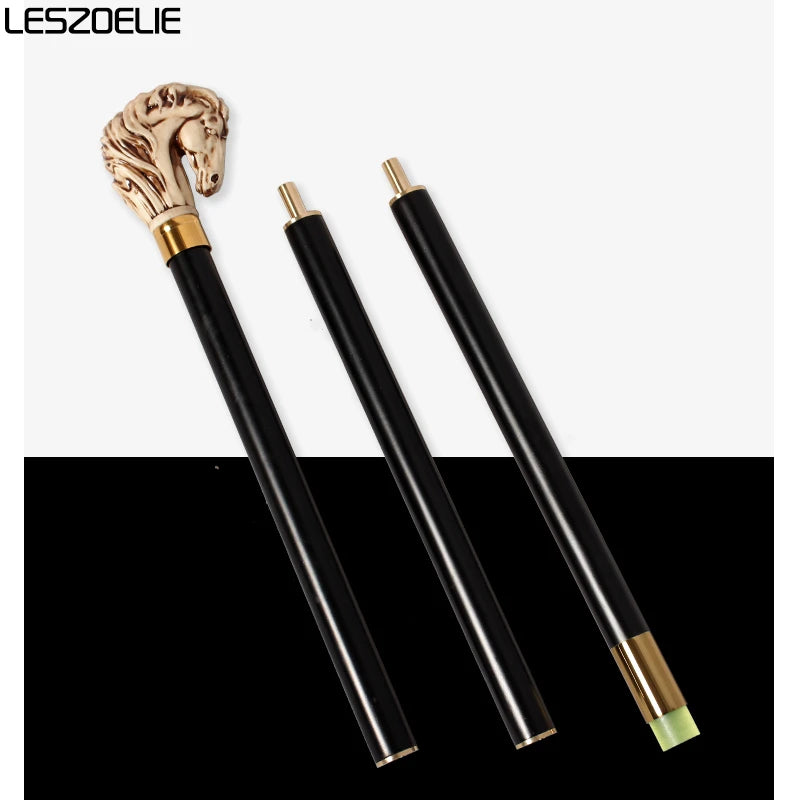 Horse-Head Stick Series Man Alloy And Resin Horse Head With Iron And Red Wooden Walking Cane For Woman Fashionable Canes