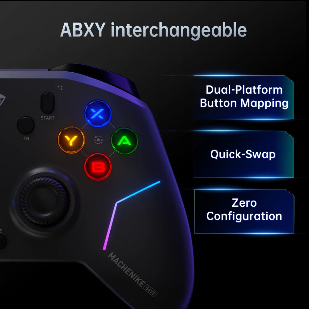 MACHENIKE G6V2 New Upgrape Tri Mode Gamepad Wireless Game Controller TMR Joystick Trigger Dual 1000Hz Polling Rate 1200mAh