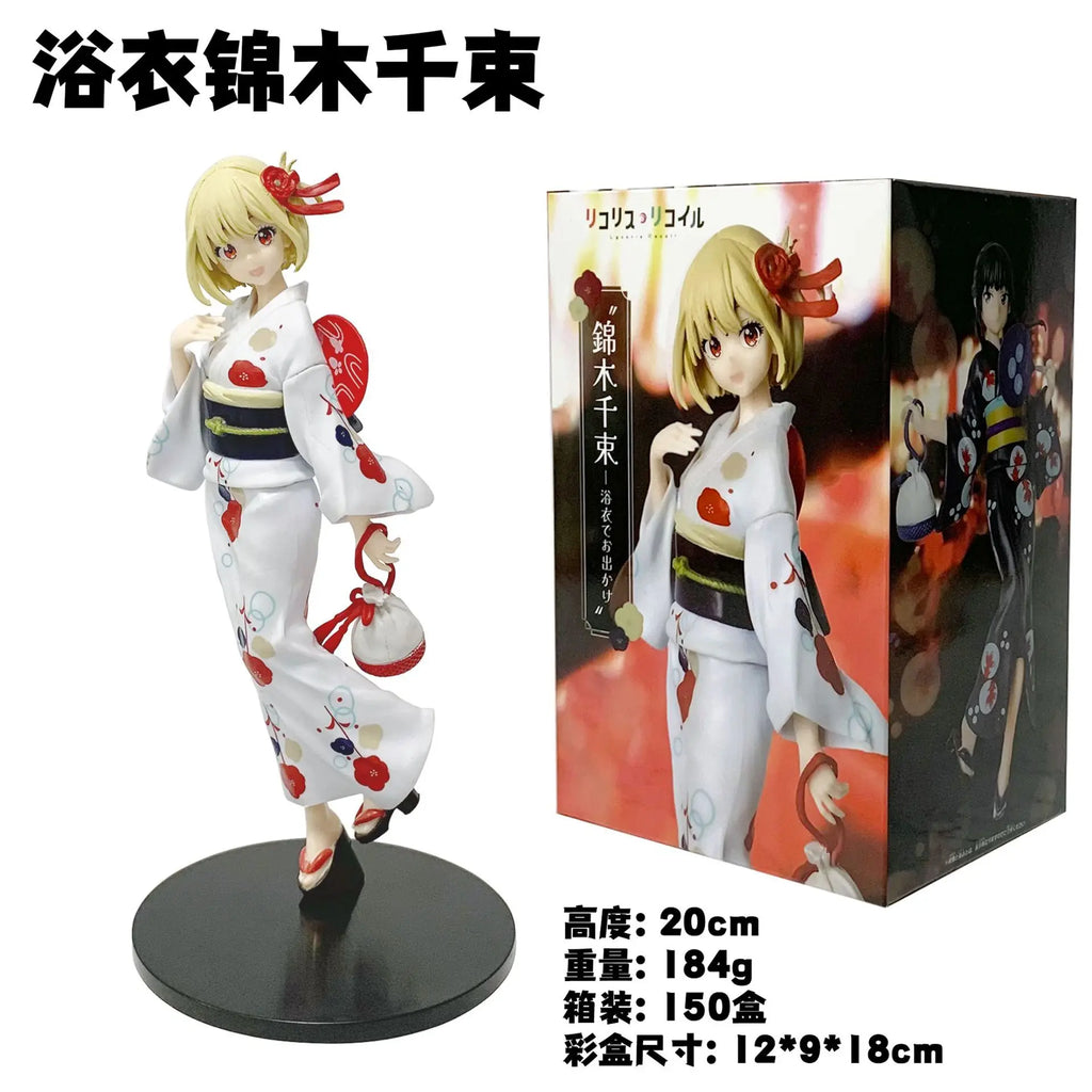19CM Anime Lycoris Recoil Nishikigi Chisato Figure Luminasta Yukata de Odekake Cheongsam Dress Up Model Toy Doll Action Figure