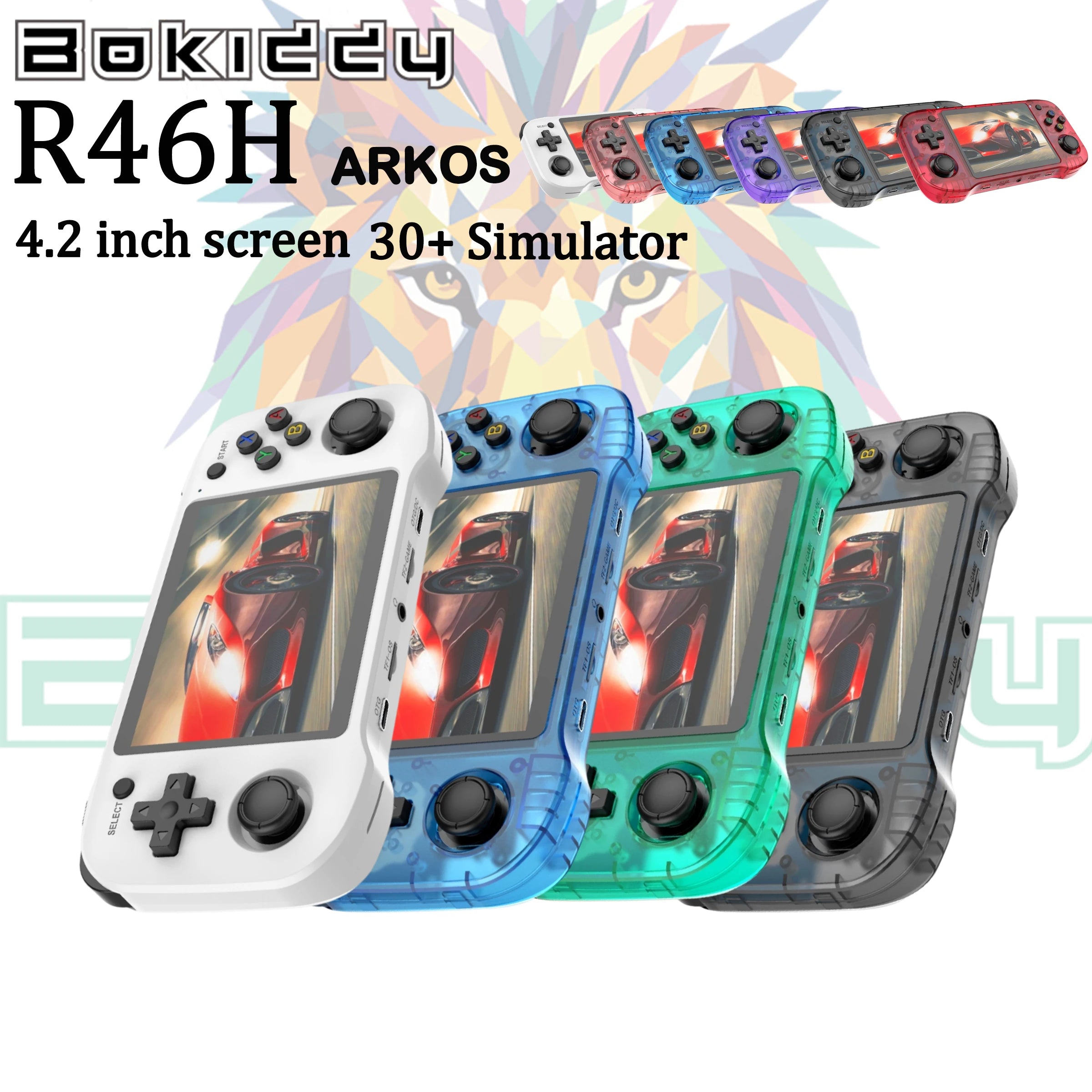 BOKIDDY R46H Retro Handheld Console Classic Game 4.2 inch HD IPS Screen Portable Video Player MAX 128G 29K Game R36H Best Gift