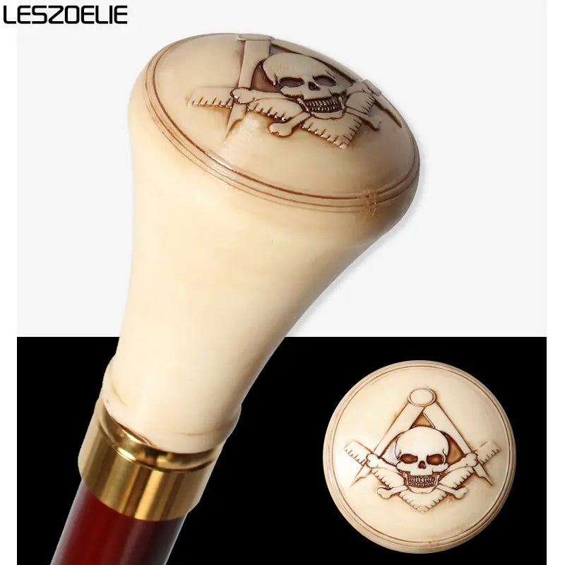 97 cm Freimaurerstock für Männer mit Totenkopf-Griff aus Harz, deutsche Buche, abnehmbarer Gehstock aus Holz, für Damen, Party, dekorative Stöcke