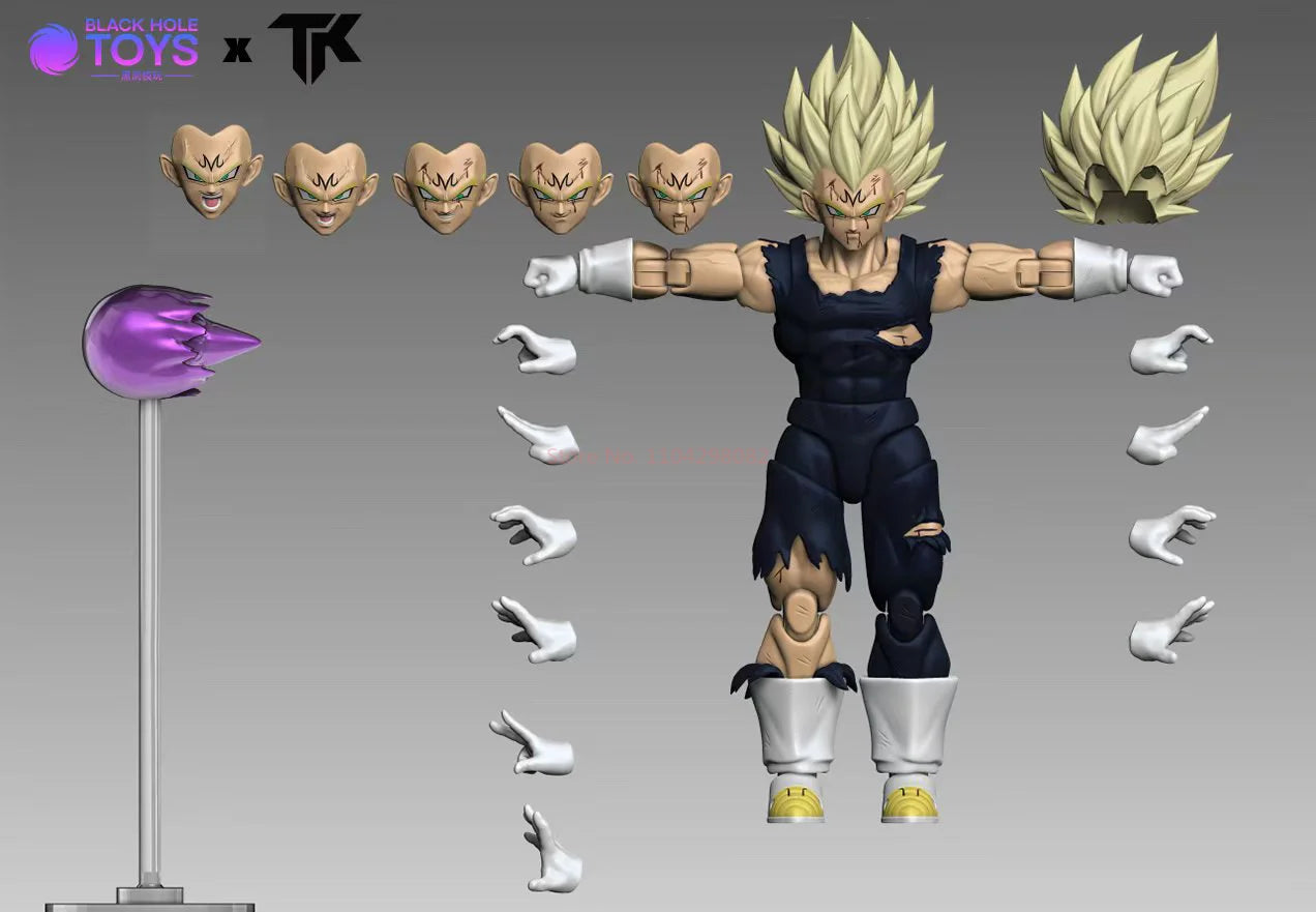 Hot Dragon Ball Super Saiyan Z Shf Ssj Majin Vegeta Black Hole & Tk Full Power Battle Damage Anime Action Toy Figure Model Gifts