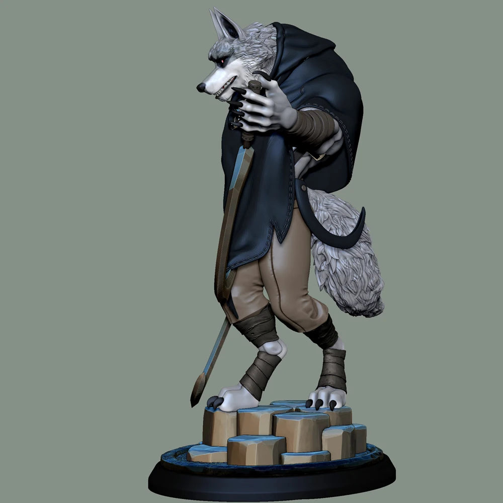 1/24 Wolf Soldier Grey Resin Figurine Toy Unpainted GK Doll Unassembled 3D Print Assembly Miniature Reduction Statue Toy