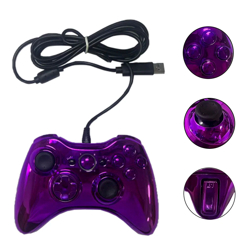 Xbox 360 Wired Game Controller with Sleek Electroplated Finish – USB Gaming Peripheral, Compatible with Xbox 360 & PC