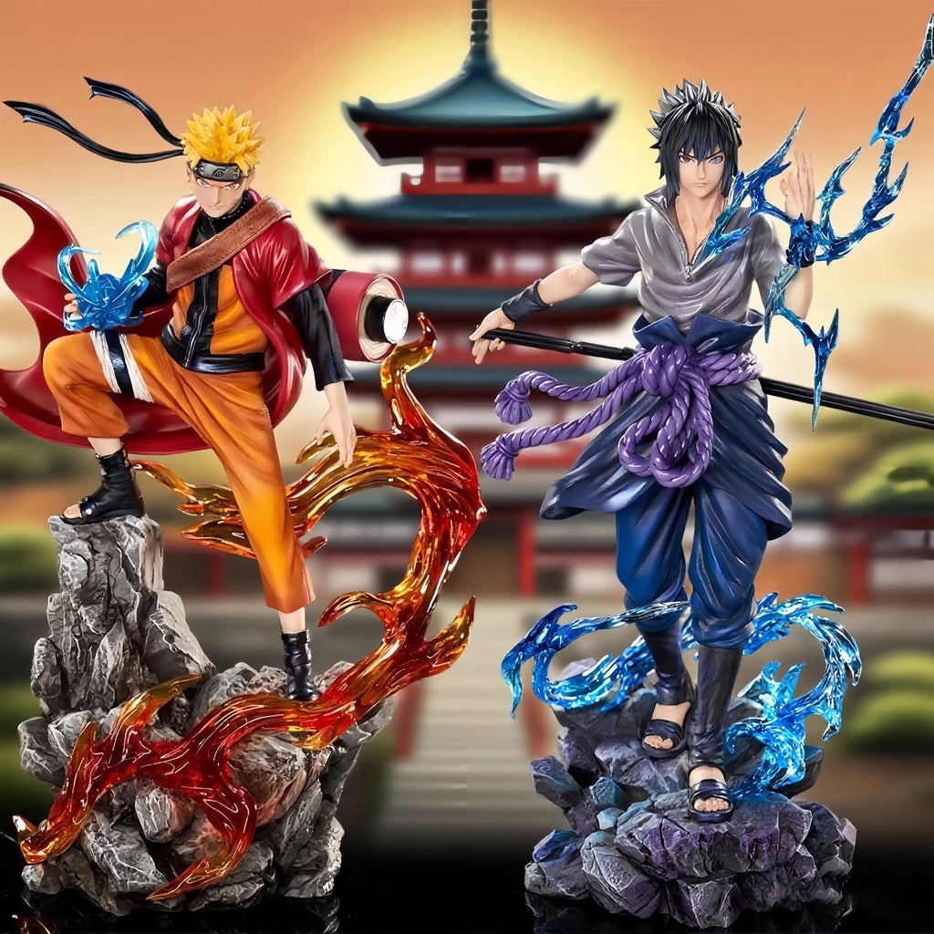 23cm Naruto Anime Figure Uzumaki Naruto Uchiha Sasuke Action Model Pvc Statue Desktop Ornament Collection Toys Gift