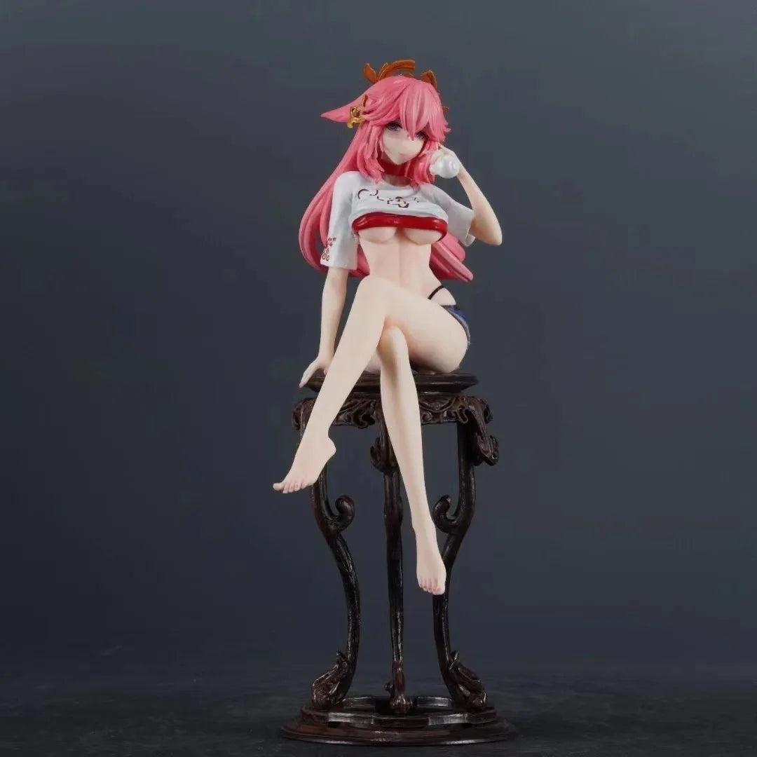 34cm Raiden Shogun Sexy Anime Girl Figure GK Beelzebul Yae Miko Action Figure Ningguang Figurine Collectible Model Doll Toy Gift