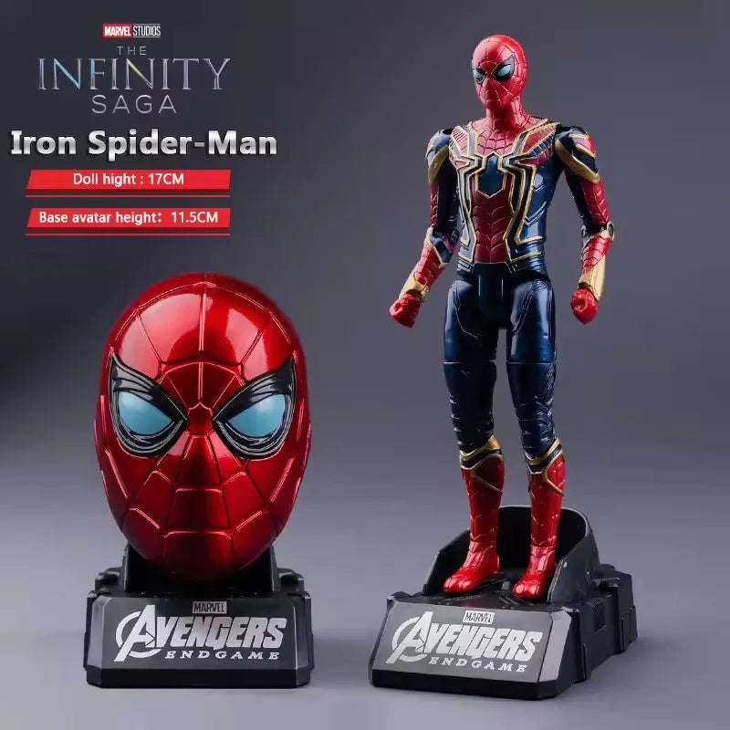 Marvel Iron Man Head Shaped Statue Deformable Toy Action Figure Spider-Man Joints Mobility Model Doll Kids educational Toys