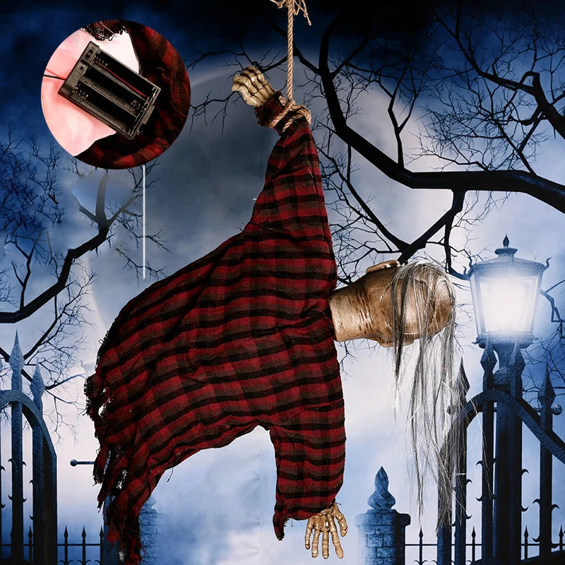 1pc Halloween Hanging Witch Ghost with LED Eyes Scary Sound Animated Zombie Prop for Haunted House  Halloween Party  Decoration
