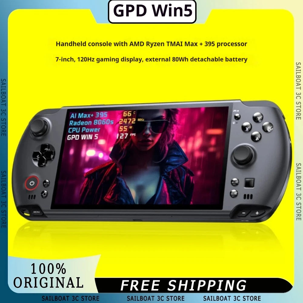 Presale GPD win5 Handheld Game Console 7" 120 Hz 1080P LTPS Screen128GB+4TB Windows11 AMD 395 RGB Ergonomic Handheld Game Player