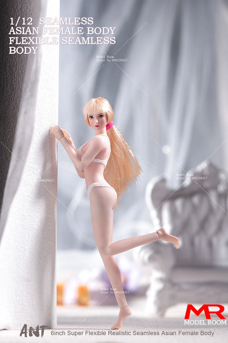 ANT T305 1/12 Weiblicher flexibler nahtloser Körper 6'' Blasse Sonnenbräune Weiblicher Soldat Acton Figur Körperpuppe für 1:12 Kopfskulpturen