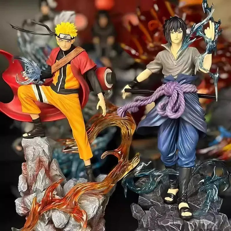 23cm Naruto Anime Figure Uzumaki Naruto Uchiha Sasuke Action Model Pvc Statue Desktop Ornament Collection Toys Gift