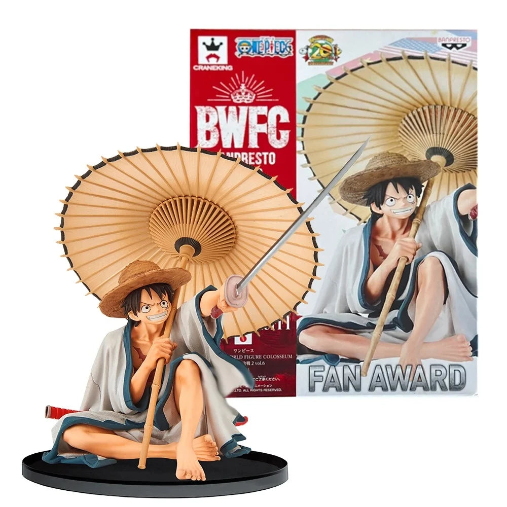 Anime One Piece Monkey D. Luffy Wano Country Kimono Dress Up Umbrella Sitting Model Toy Gift Collection Action Fiugre PVC