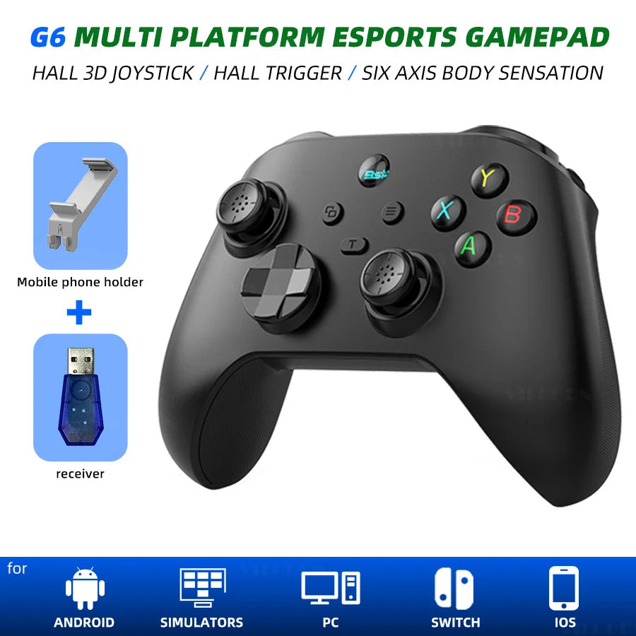 G6 Bluetooth-Compatible Game Controller For IOS/Android Gamepad For PC Hall rocker Six-axis Dual Vibration Joystick For Switch