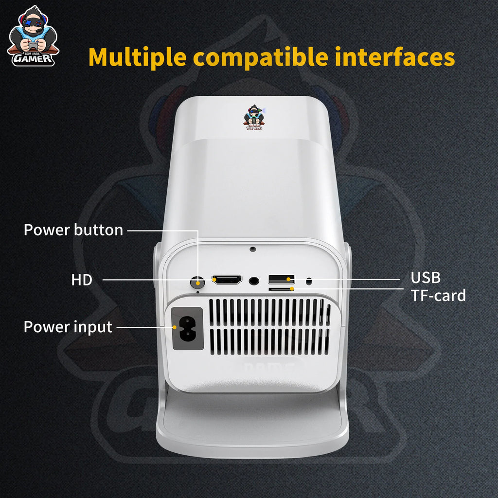 White HCS350pro Retro video game consoles Android12.0 HD TV OS system WIFI Portable Intelligent Projector 720p  Home Projector