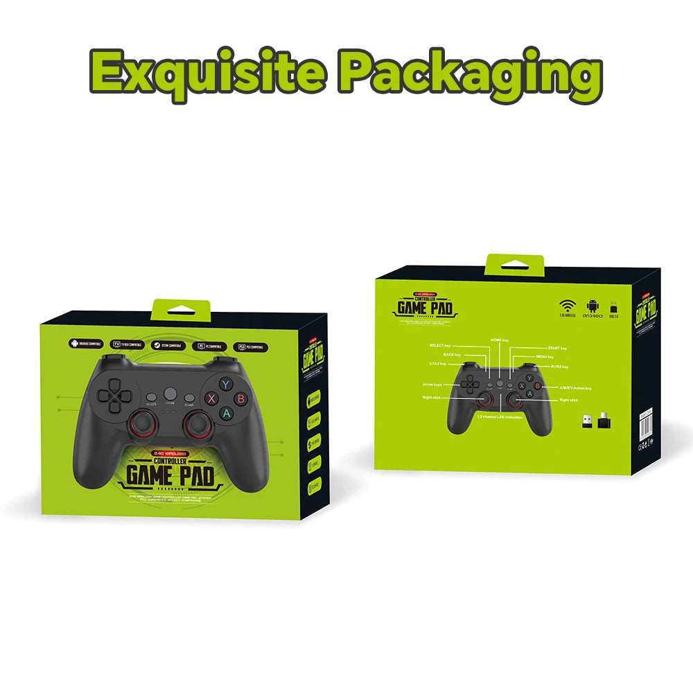 2.4G Wireless Controller for Windows PC/Laptop/PS3/Android TV/Phone/Game Consoles Precise Joystick USB 2.0 Plug and Play No Lag