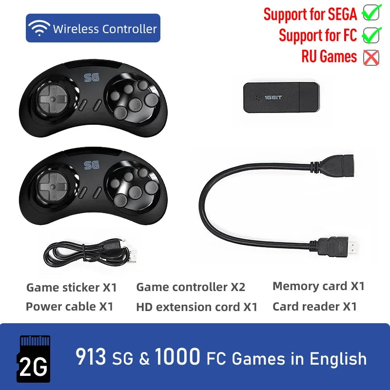 DATA FROG 4k 16-bit Wireless Retro Video Game Console Build In 900 Games HDMI-Compatible Retro Game Console For SEGA/FC/GBA