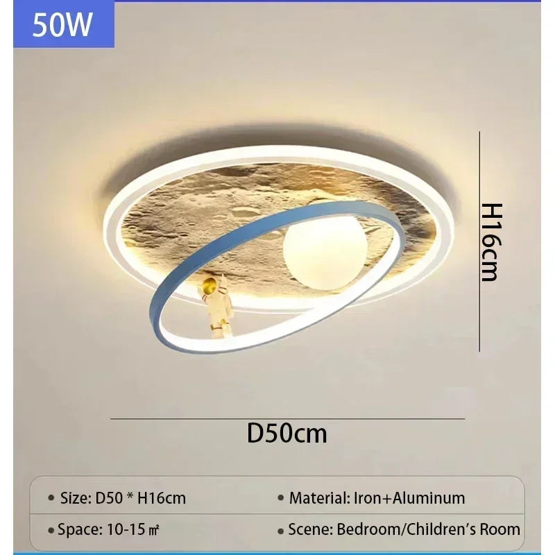 SANDYHA Nordic LED Ceiling Light Creative Lamp Chandeliers for Bedroom Kids Room Planet Astronauts Restaurant Home Decor Lustre
