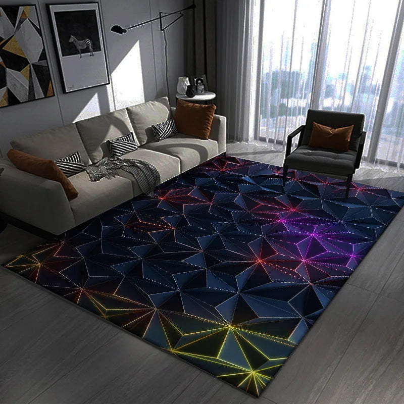 VIKAMA Dazzling 3D Visual Geometry Pattern Large Area Full Carpet Bedroom Gaming Gaming Room Decorative Carpet