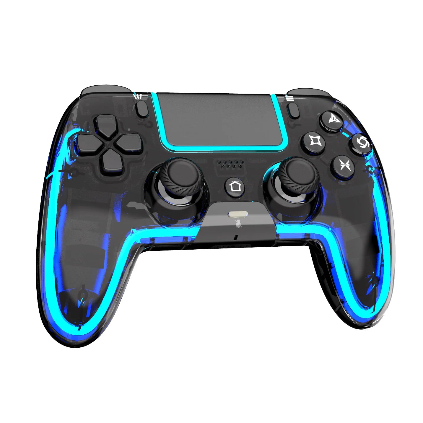 Wireless Controller STK-5007L for PS5,Transparent Controller with Breathing RGB Light, Programmable Buttons&Type-C Port