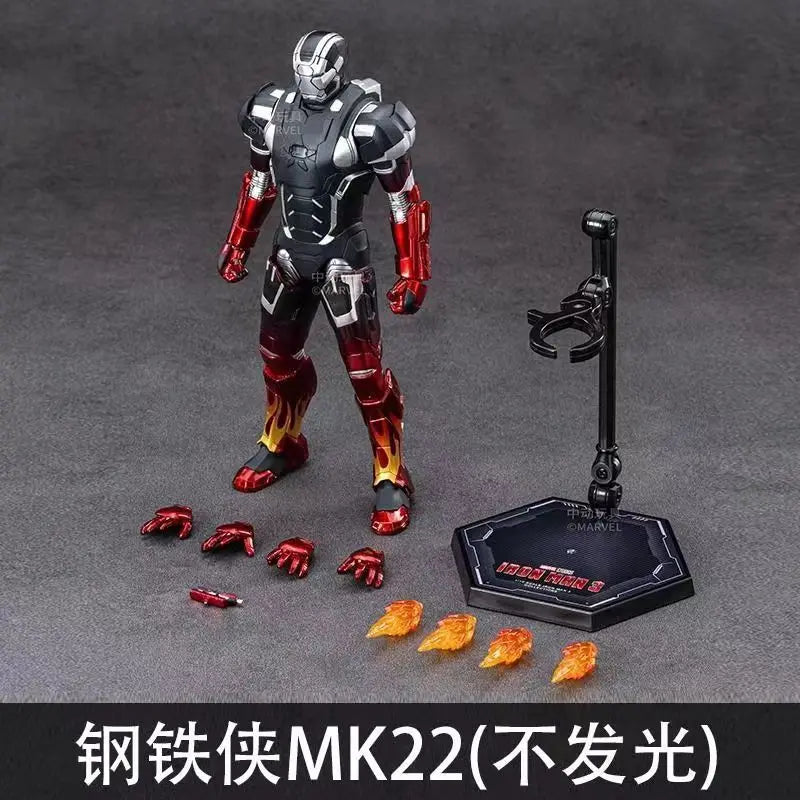ZD Toys Marvel Iron Man MK2 Action Figure 18cm 20 Articulated Joints With Illuminated Charging Hall Of Armor Extra Hands