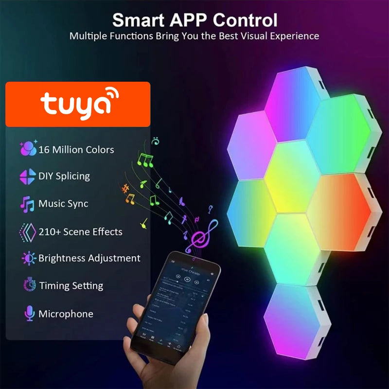20PCS RGBIC WIFI LED Hexagon Light Indoor Wall Lamp APP Remote Control Night Light Computer Game Room Bedroom Bedside Decoration