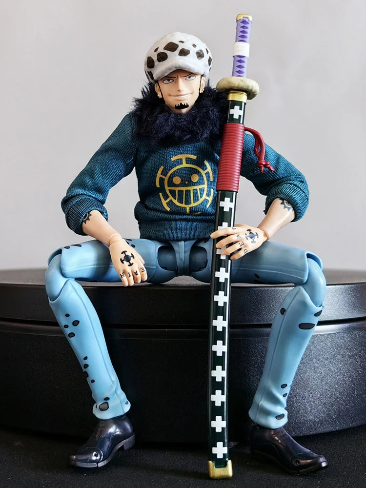 SHF 1/12 Anime One Piece Trafalgar D. Water Law Blue Hoodies Black Windbreaker Jujutsu Kaisen Sukuna Cloth Long Robe 6" Figure