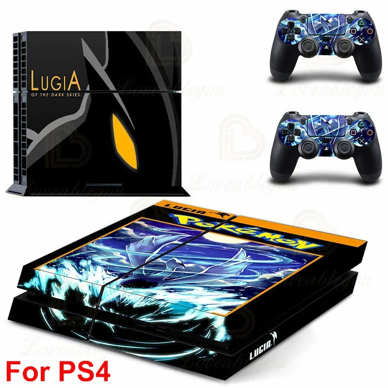 Gengar Stickers for SONY PS4 Pro Slim Console Pikachu Mew Full Body Skin Decals for PlayStation 4 Controller Gamepad