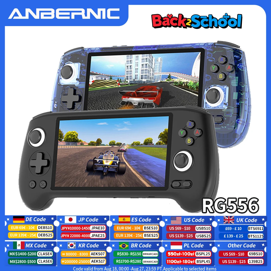RG556 Retro Handheld Game Console Android 13 System 5.48 inch AMOLED Screen T820 Video Player Built-in Hall Trigger Fan