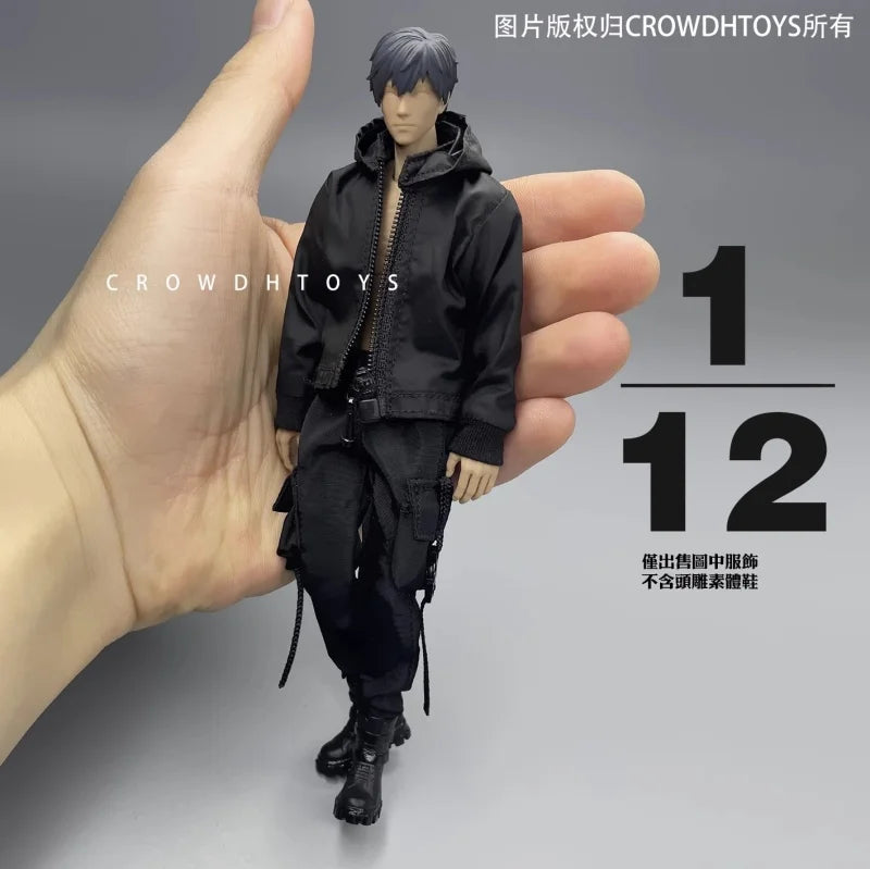 In Stock 1/12 Scale Black Assault Suit Work Pants Set Fit 6inch CROWDHTOYS VTOYS Action Figure Model Toys