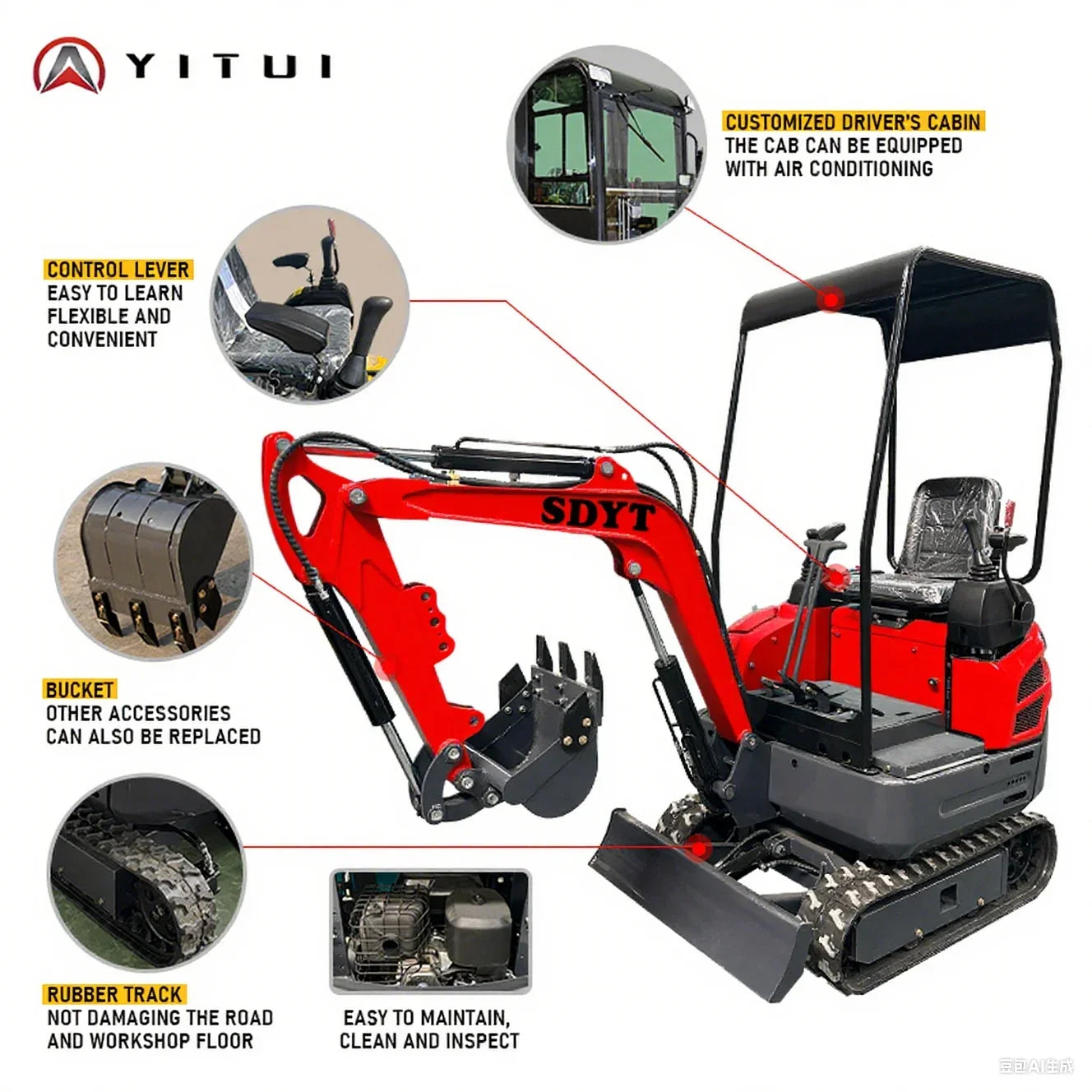 Hot-sell Crawler  2.0 Ton Mini Excavator Ce Epa Euro 5 Kubota Engine Customized Mini Excavator Quick Delivery