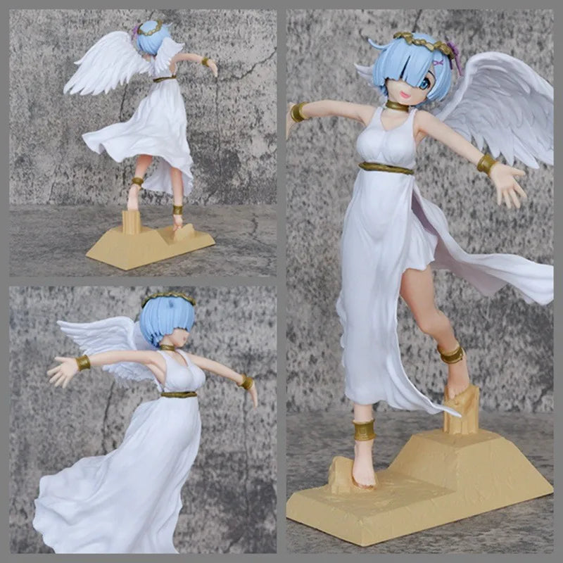 Anime Figure Rem Ram Emilya Cuter Case Model Q Version Collectible Static PVC Model from Zero Begining in Another World Life