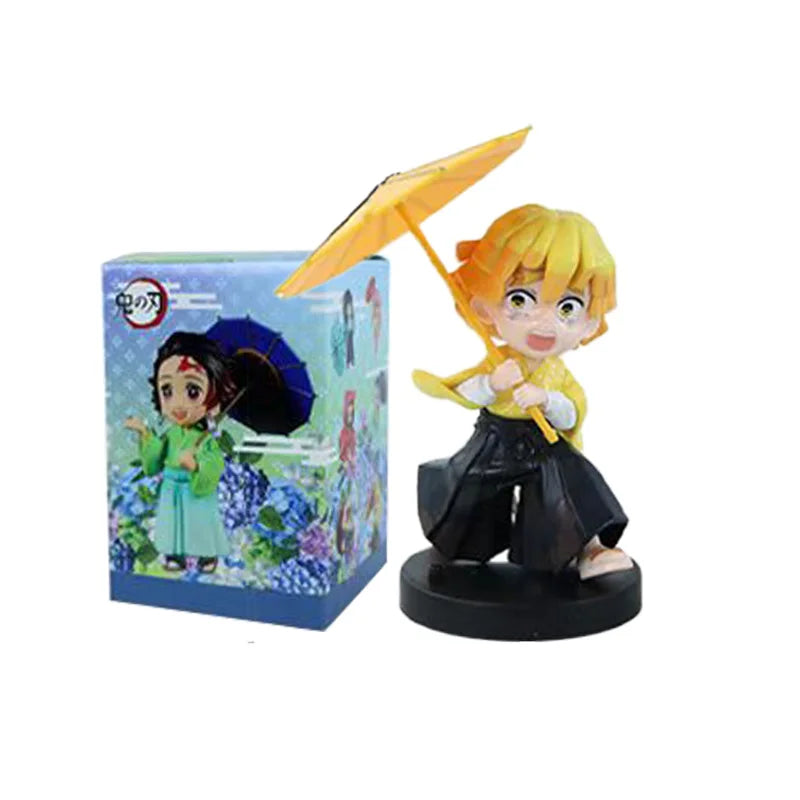 6pcs Q Version Demon Slayer Sitting Ghost Doll Tanjiro Nidouzi Inosuke Zenizu Toy Figural PVC Model Gift