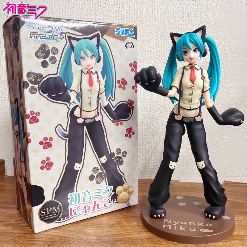 Original In Stock Sega Spm Vocaloid Hatsune Miku Project Diva Cat Version Pvc Figure Model Collection Gift Desktop Decoration