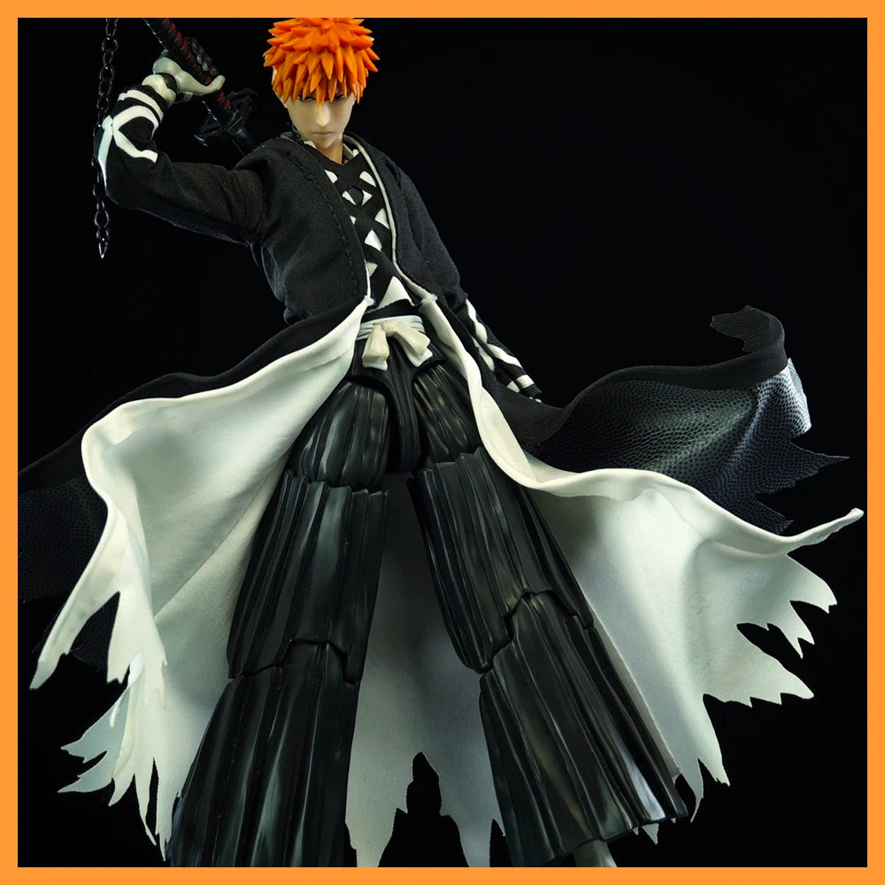 Auf Lager shf 1/12 Maßstab Japanische klassische Anime-Rolle Kurosaki Ichigo Doppelschicht-Windjacke-Modell für 6-Zoll-Actionfiguren-Körper