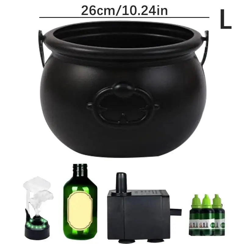 Party Horror Props Witch's Cauldron With Magical Bottles & Fog Maker, Floating Potion DIY, Halloween Decorations Indoor