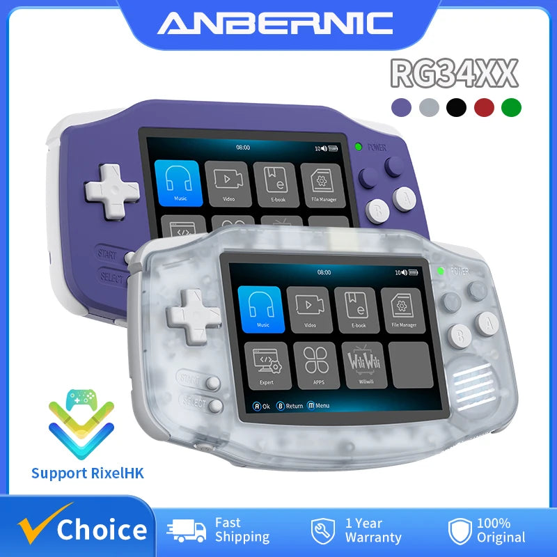 ANBERNIC RG34XX Retro Handheld Game Console 3.4” IPS Linux 64-bit 3500mAh Video Gaming Player Supports Streaming WIFI Bluetooth