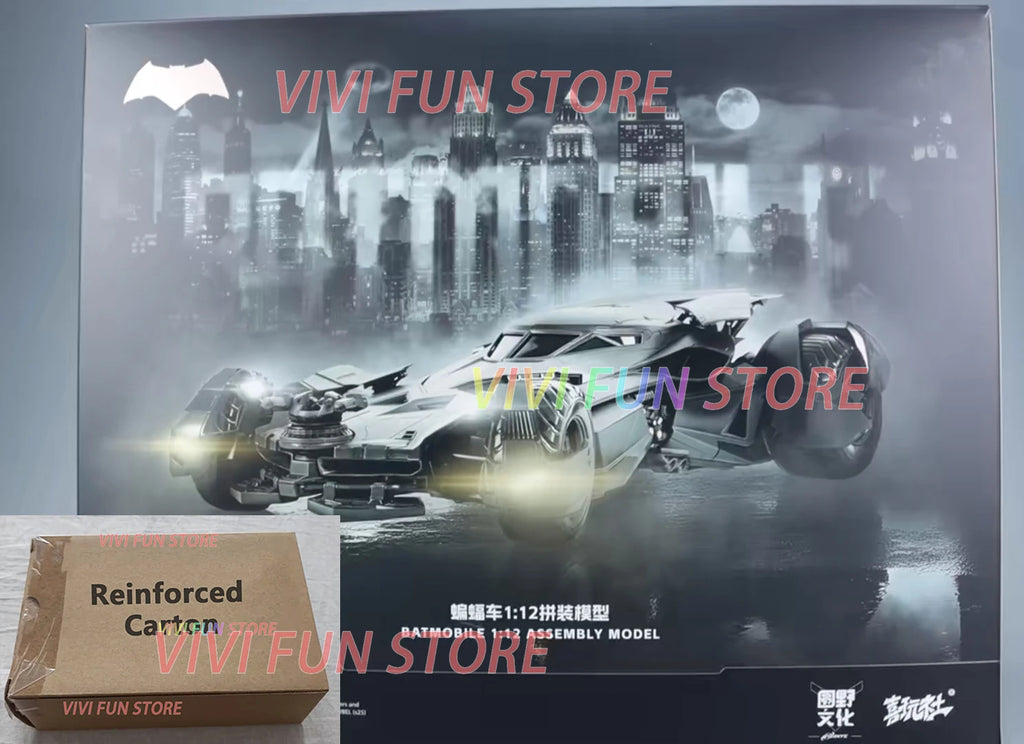 In Stock Originate Xiwanshe BATMOBILE 1/12 ASSEMBLY MODEL Movable Model Toys Batman With LED Bat car