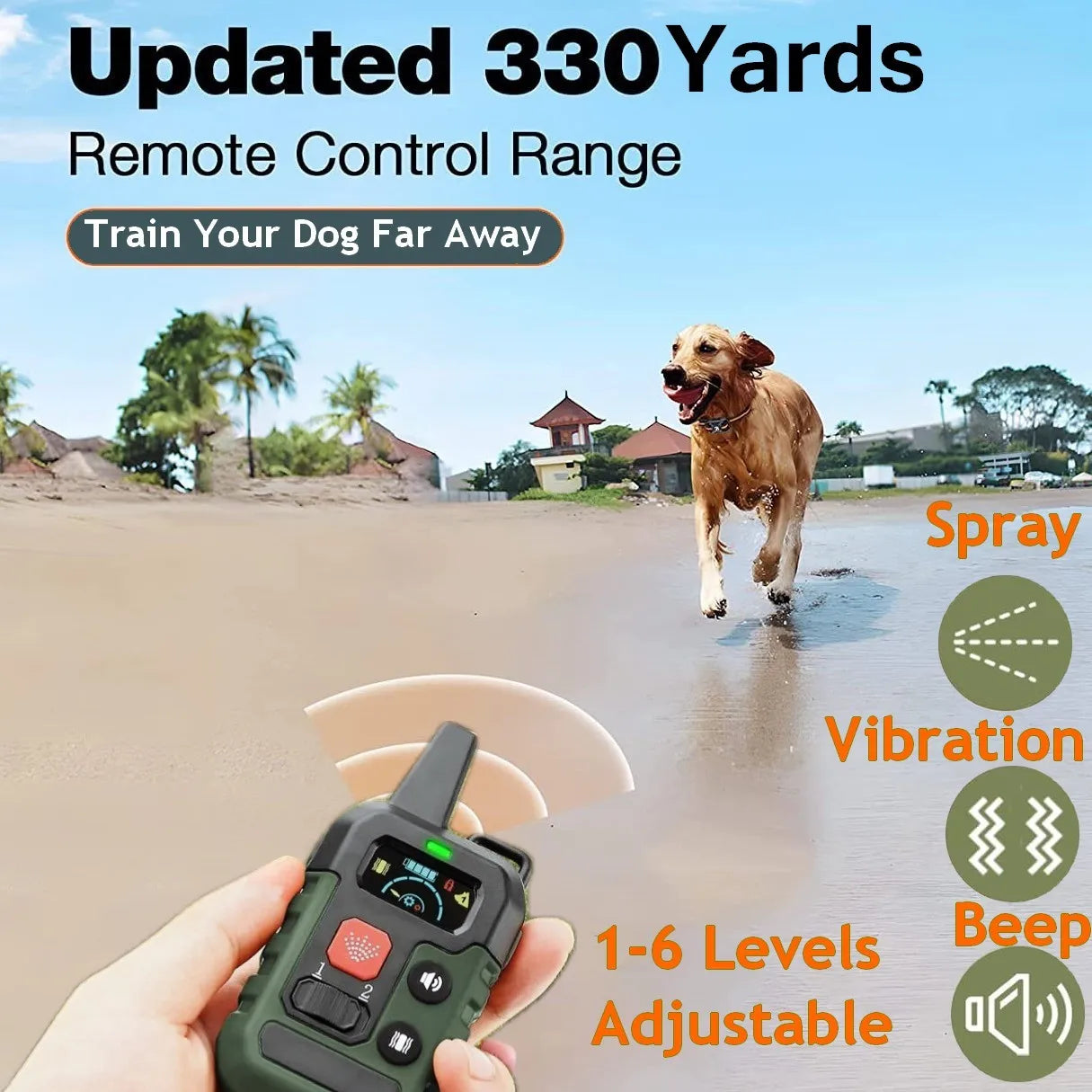 Remote Control Electronic Pet Shock Spray Anti-Barking Training Collar, New Professional Spray Dog Training Device, Color Screen